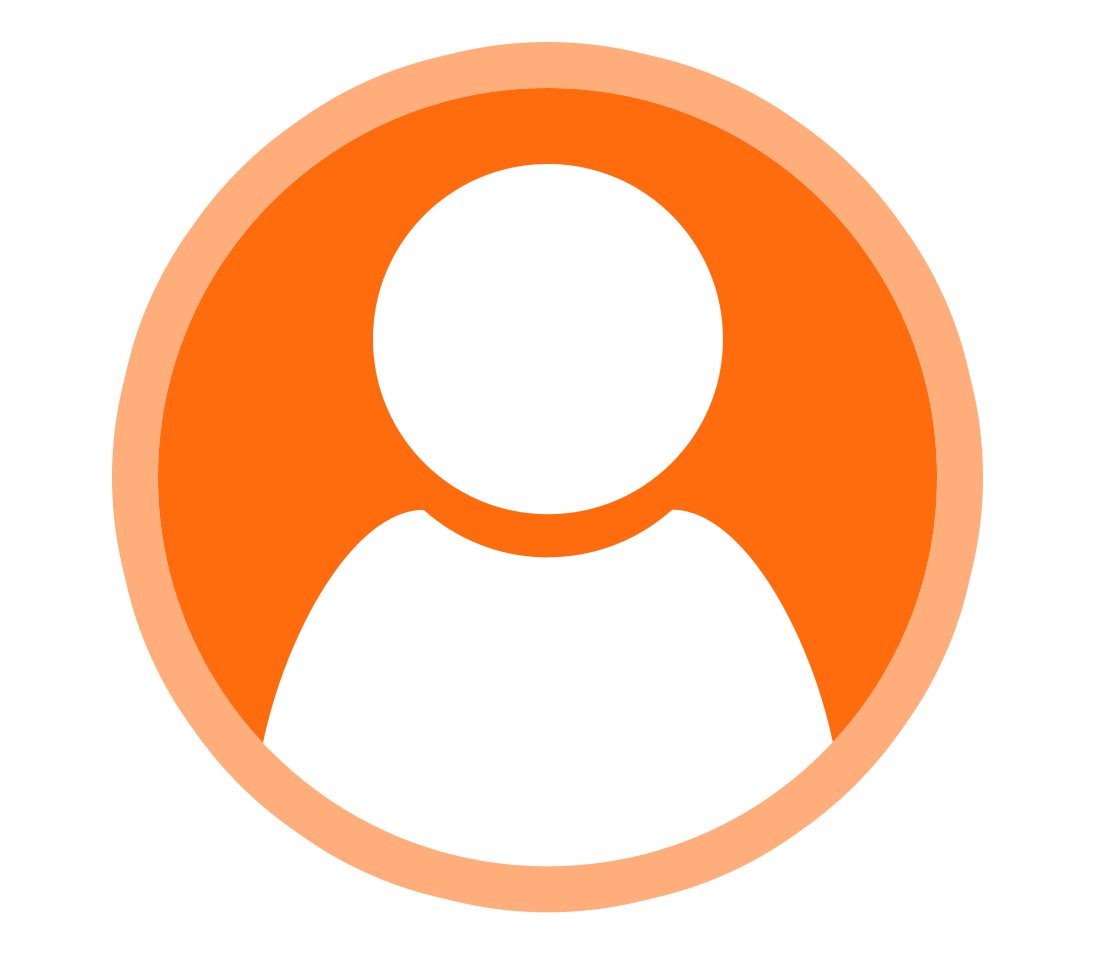 An orange circle with a person in the middle of it
