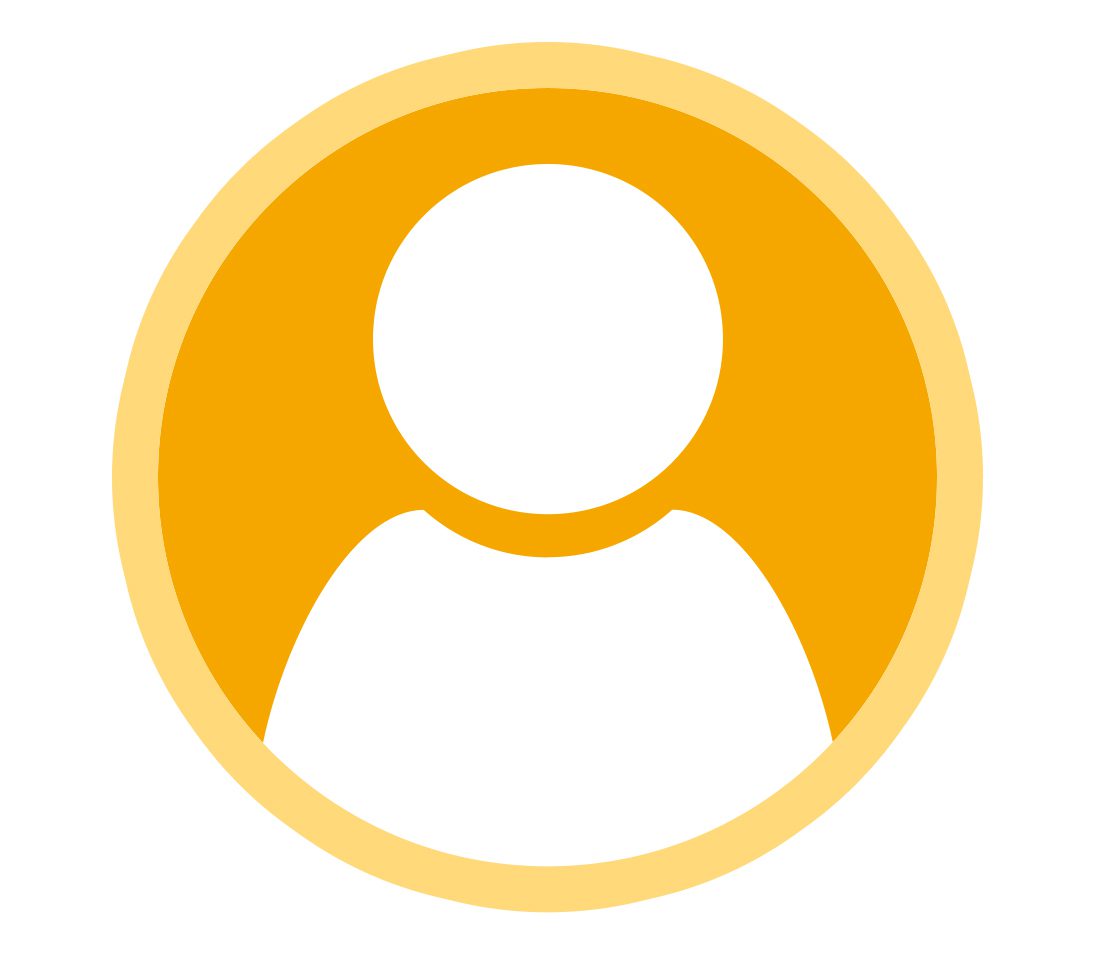 A yellow circle with an image of someone in the middle.