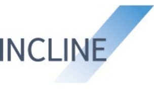 A blue and white logo for cline