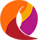 A colorful circle with an orange and purple background.